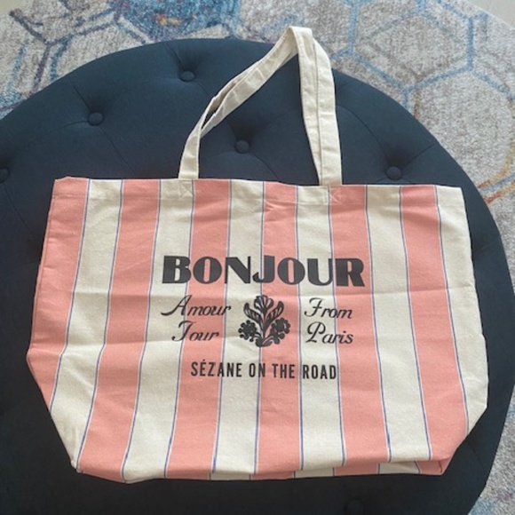 Sezane Linen Canvas Tote in Pink - Brand New - Picture 1 of 2